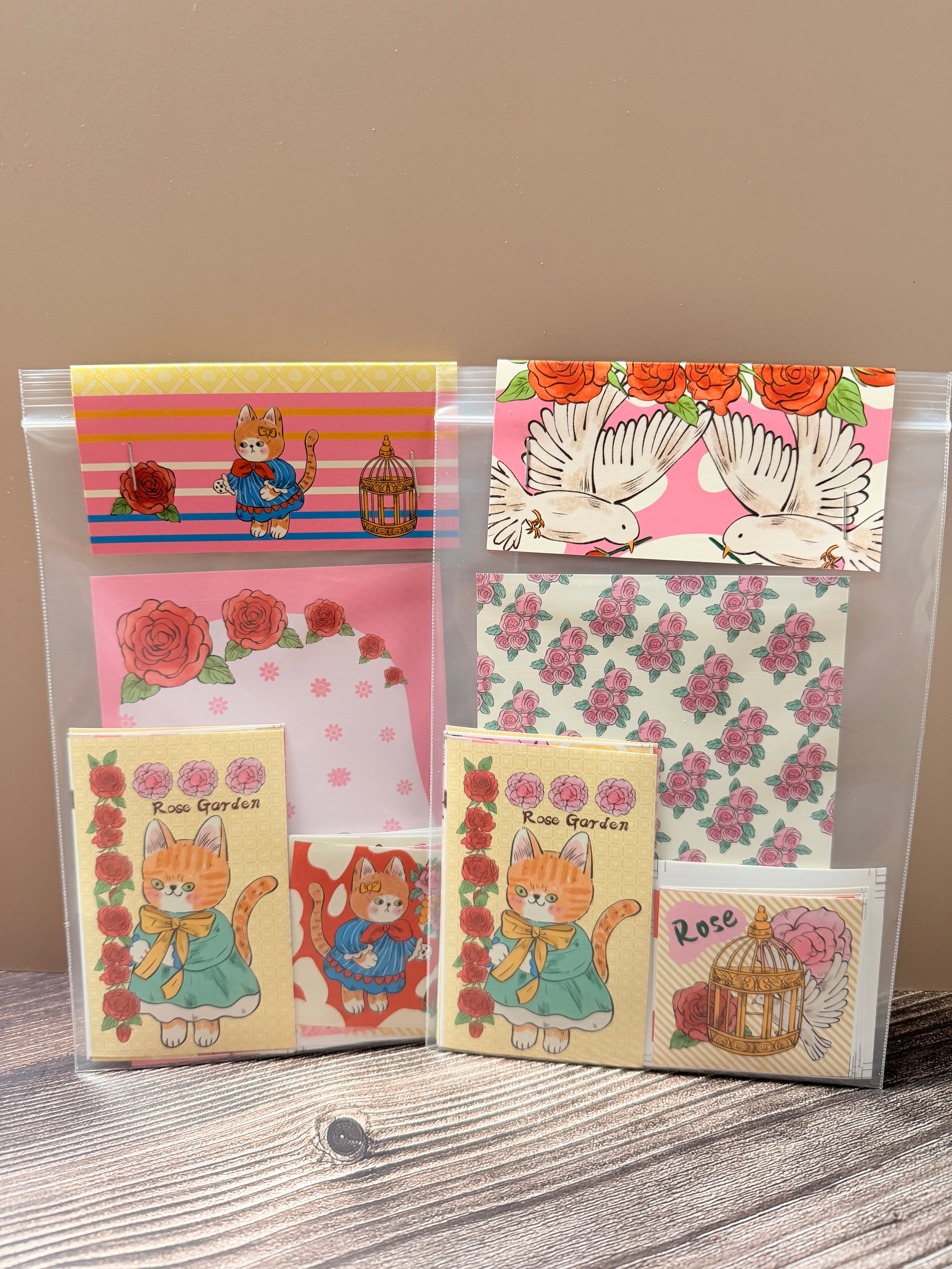 Vintage Rose Cat Sticker Set