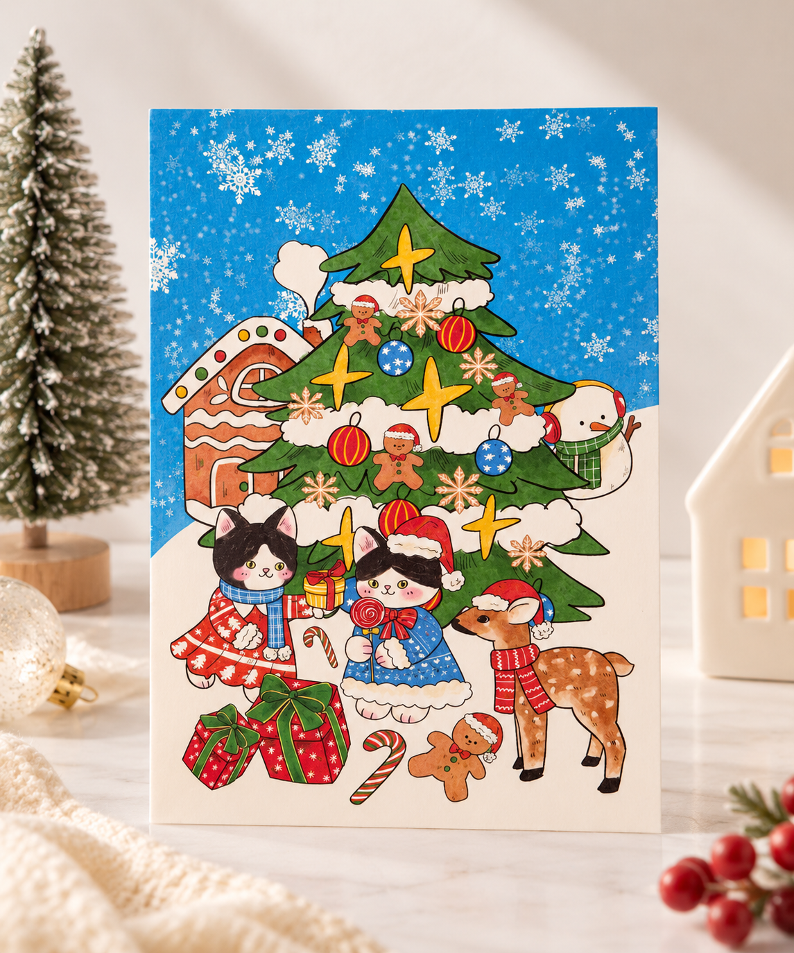 Christmas Cat Post Card