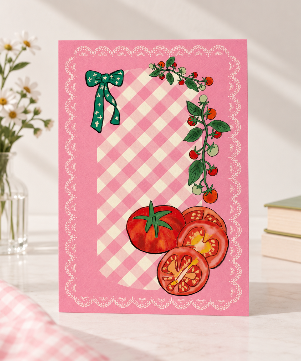 Tomato Cat Post Card - Pink
