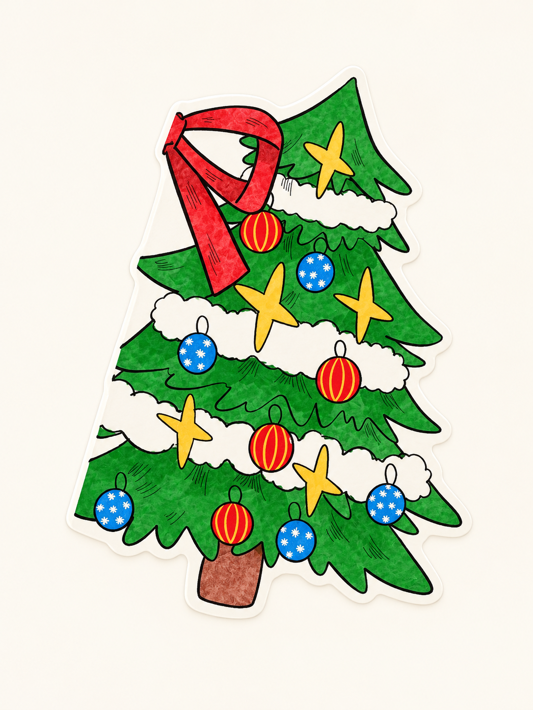 Christmas Cat Greeting Card - Tree