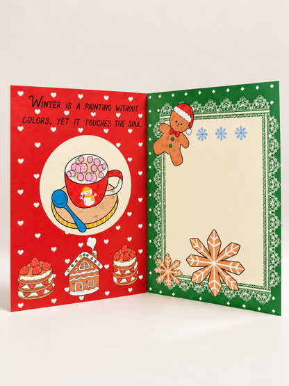 Christmas Cat Greeting Card - Red