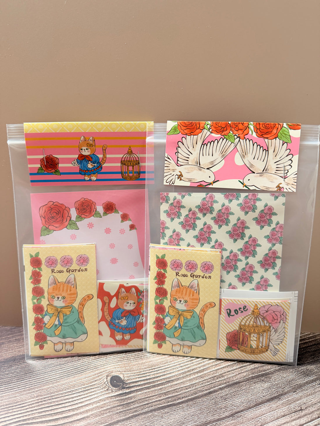 Vintage Rose Cat Sticker Set