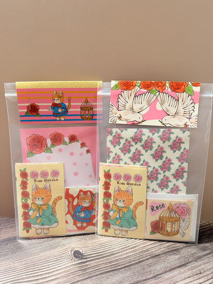 Vintage Rose Cat Sticker Set